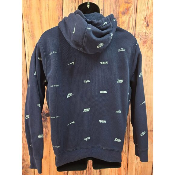 Nike Mens Navy Blue Logo Print Hoodie Small - Picture 2 of 7